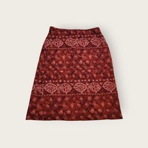 Vintage Y2k Divine red boho elastic waist sheer mesh overlay midi skirt